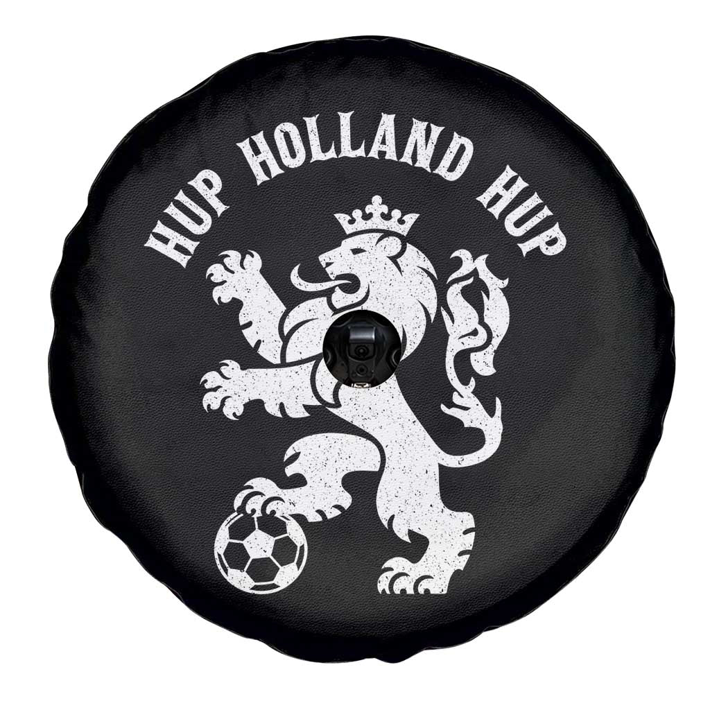 Hup Holland Hup Netherlands Crowned Lion Rampant Playing Football Graphic Spare Tire Cover Nederlands Coat of Arms Inspo Dutch Soccer Fans