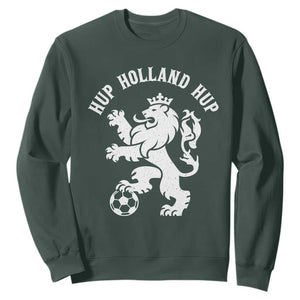 Hup Holland Hup Netherlands Crowned Lion Rampant Playing Football Graphic Sweatshirt Nederlands Coat of Arms Inspo Dutch Soccer Fans