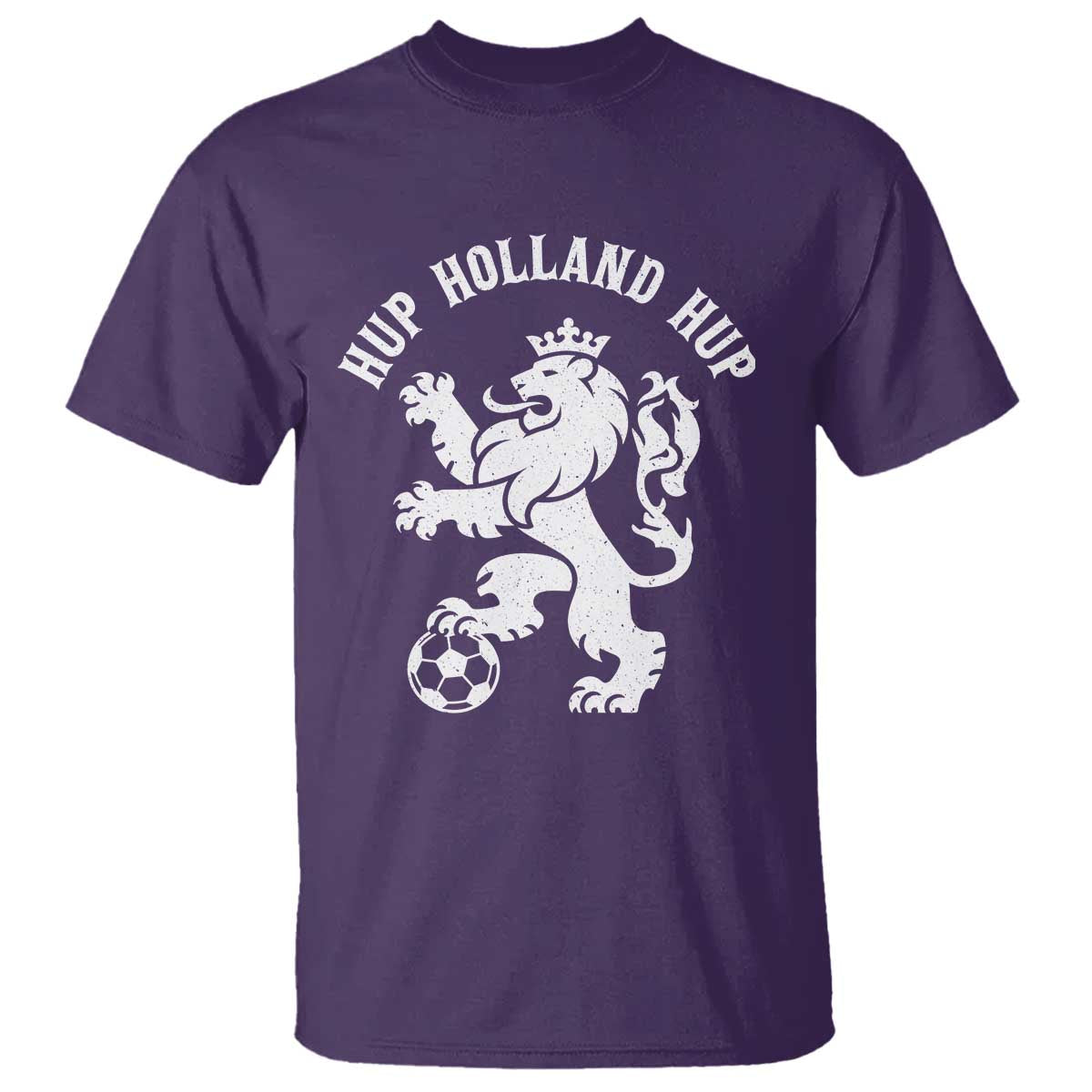 Hup Holland Hup Netherlands Crowned Lion Rampant Playing Football Graphic T Shirt Nederlands Coat of Arms Inspo Dutch Soccer Fans