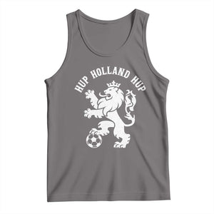 Hup Holland Hup Netherlands Crowned Lion Rampant Playing Football Graphic Tank Top Nederlands Coat of Arms Inspo Dutch Soccer Fans