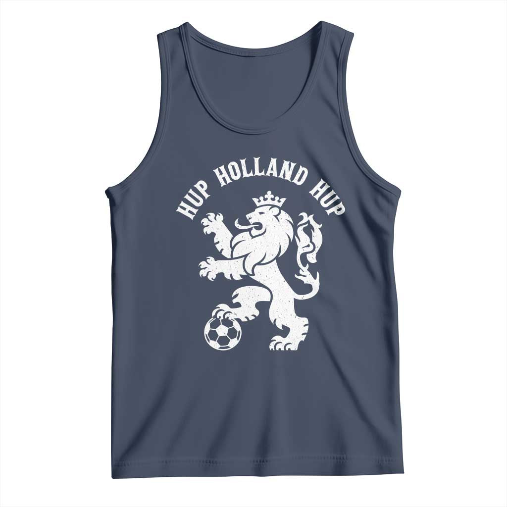Hup Holland Hup Netherlands Crowned Lion Rampant Playing Football Graphic Tank Top Nederlands Coat of Arms Inspo Dutch Soccer Fans