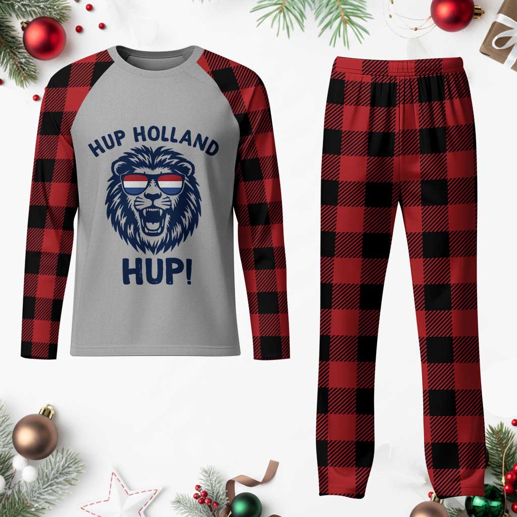 Hup Holland Hup Lion Netherlands Flag Plaid Pajama Set Nederlands Dutch Pride Soccer Fans
