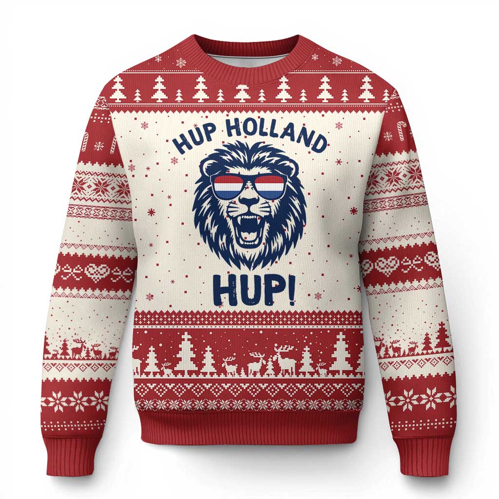 Hup Holland Hup Lion Netherlands Flag Ugly Christmas Sweater Nederlands Dutch Pride Soccer Fans