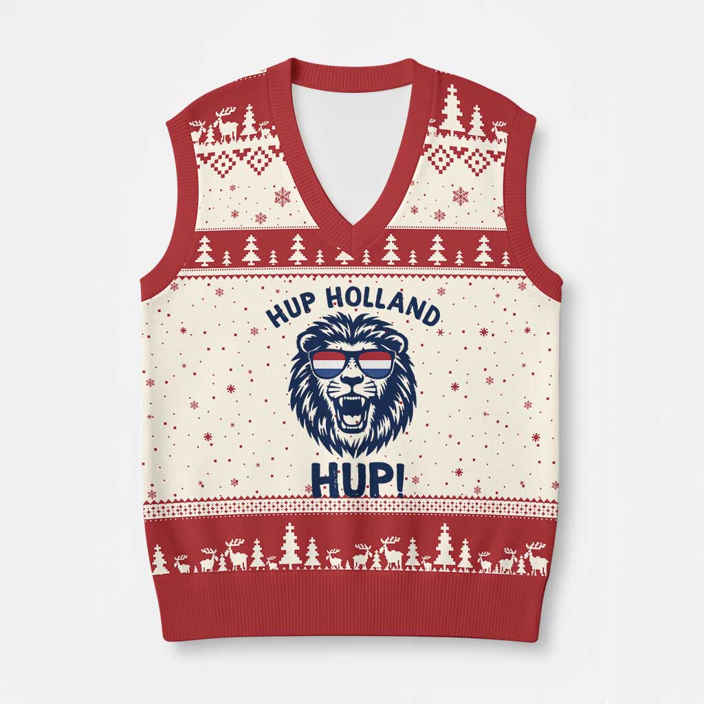 Hup Holland Hup Lion Netherlands Flag V-Neck Knit Sweater Vest Nederlands Dutch Pride Soccer Fans
