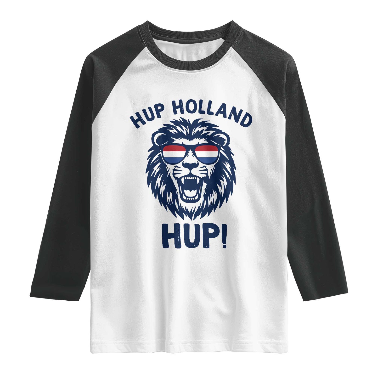 Hup Holland Hup Lion Netherlands Flag Raglan Shirt Nederlands Dutch Pride Soccer Fans TS02 White Black Print Your Wear