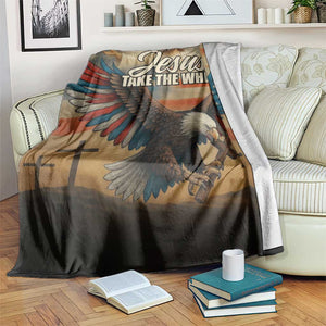 Jesus Take the Wheel Patriotic Eagle Throw Blanket Christian American Flag Faith TS02 Print Your Wear