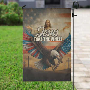 Jesus Take the Wheel Patriotic Eagle Garden Flag Christian American Flag Faith TS02 Print Your Wear