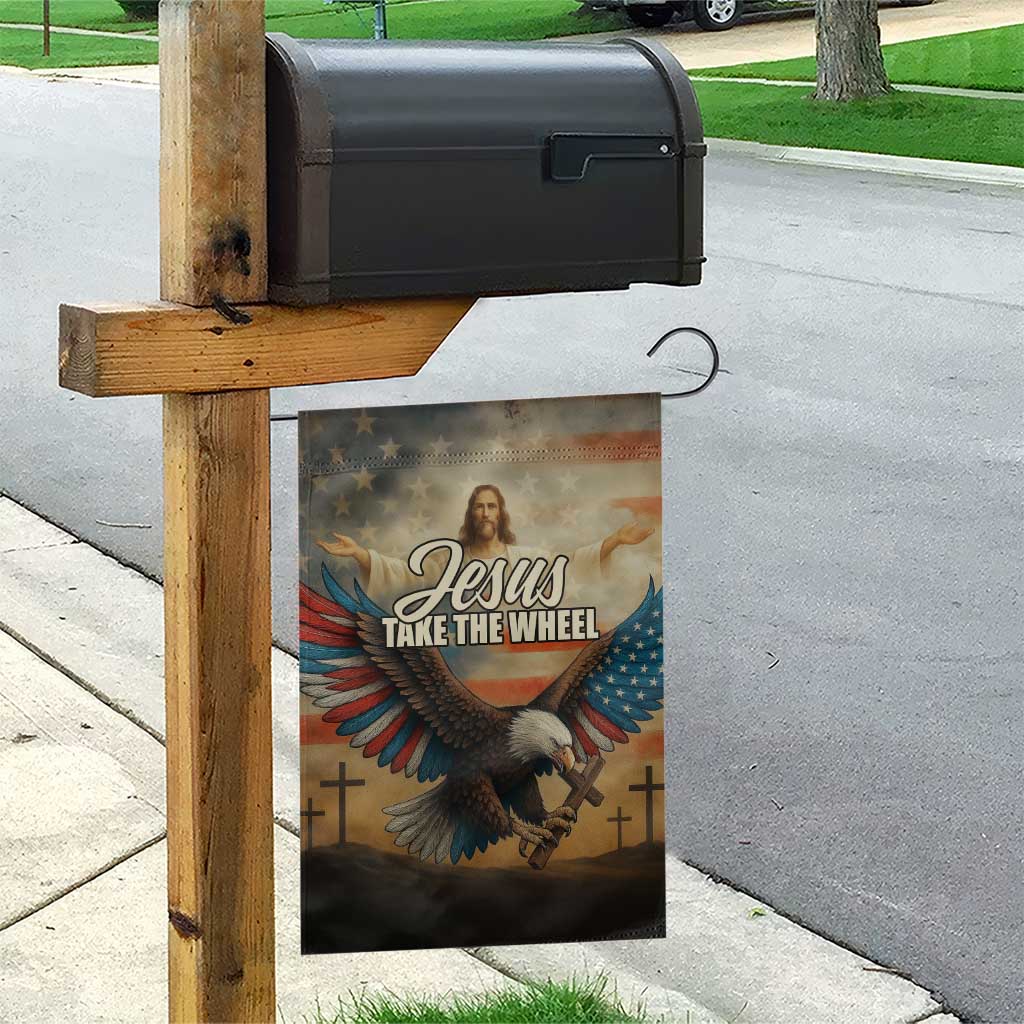 Jesus Take the Wheel Patriotic Eagle Garden Flag Christian American Flag Faith TS02 Print Your Wear
