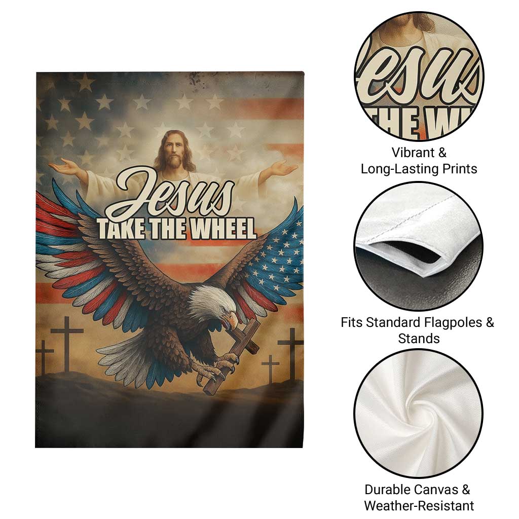 Jesus Take the Wheel Patriotic Eagle Garden Flag Christian American Flag Faith TS02 Print Your Wear