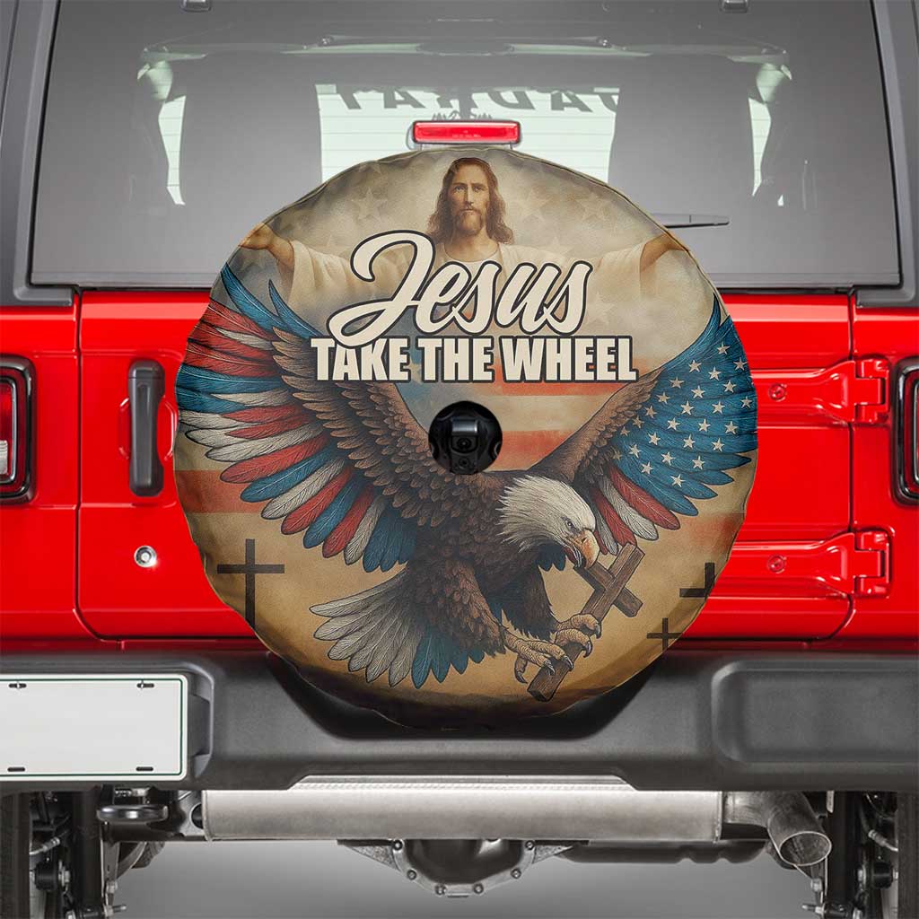 Jesus Take the Wheel Patriotic Eagle Spare Tire Cover Christian American Flag Faith TS02 Multicolor Print Your Wear