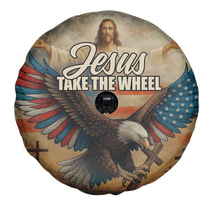 Jesus Take the Wheel Patriotic Eagle Spare Tire Cover Christian American Flag Faith TS02 Print Your Wear