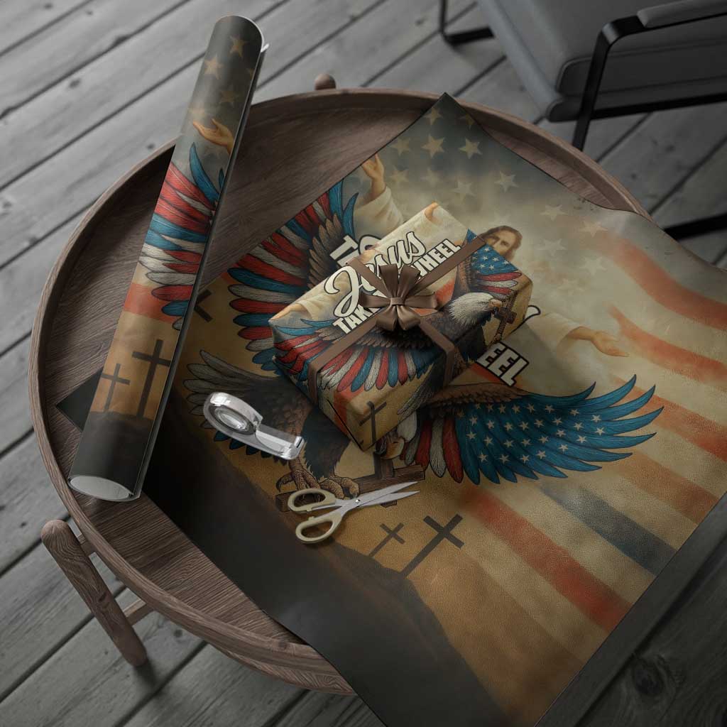 Jesus Take the Wheel Patriotic Eagle Wrapping Paper Roll Christian American Flag Faith TS02 Print Your Wear
