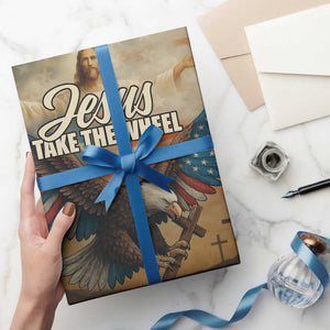 Jesus Take the Wheel Patriotic Eagle Wrapping Paper Roll Christian American Flag Faith TS02 Print Your Wear