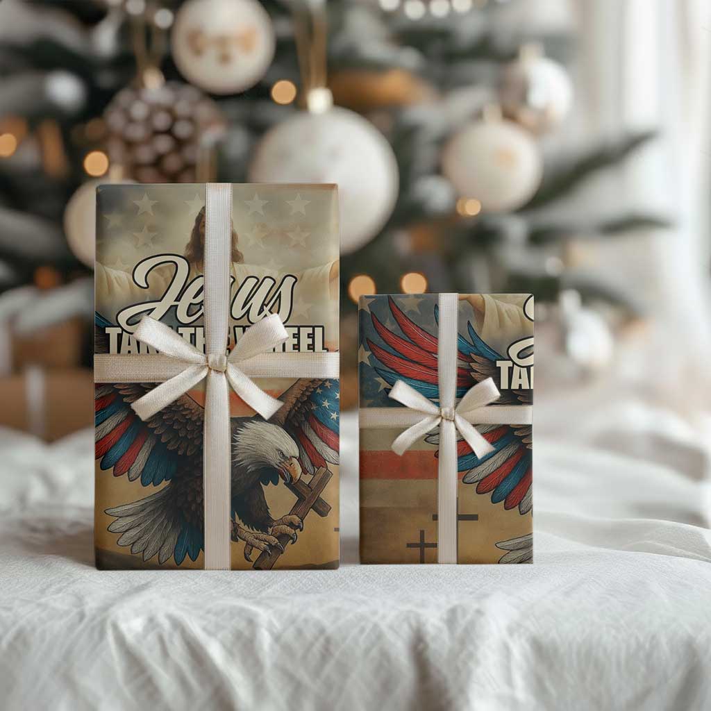 Jesus Take the Wheel Patriotic Eagle Wrapping Paper Roll Christian American Flag Faith TS02 Print Your Wear