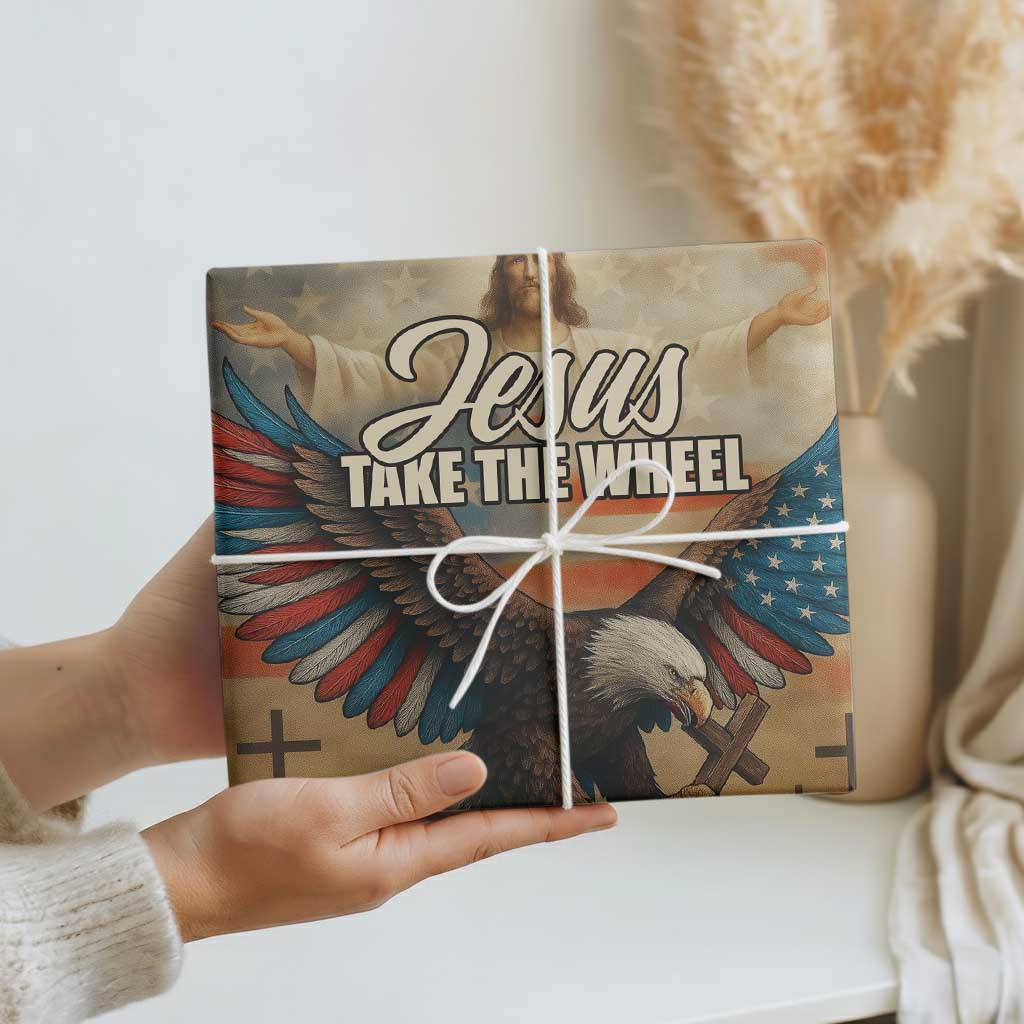 Jesus Take the Wheel Patriotic Eagle Wrapping Paper Roll Christian American Flag Faith TS02 Print Your Wear