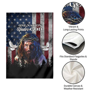 One Nation Under God Christian Garden Flag Jesus Portrait with American Flag Doves Patriotic TS02 Print Your Wear