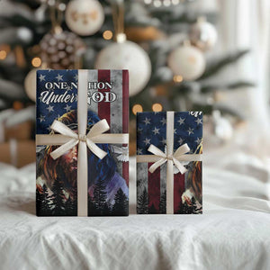 One Nation Under God Christian Wrapping Paper Roll Jesus Portrait with American Flag Doves Patriotic TS02 Print Your Wear