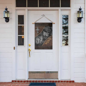 Faith Over Fear Rustic Christian Garden Flag Jesus Cross Black and Brown Leather Style Effect TS02 Print Your Wear