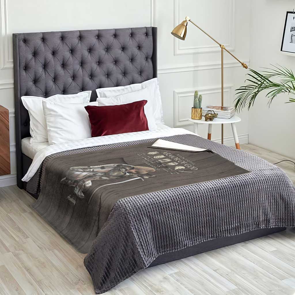 Personalized Armor of God Christian Wooden Style Throw Blanket Ephesians 6:10 Scripture Faith Gift for Women TS02 Print Your Wear