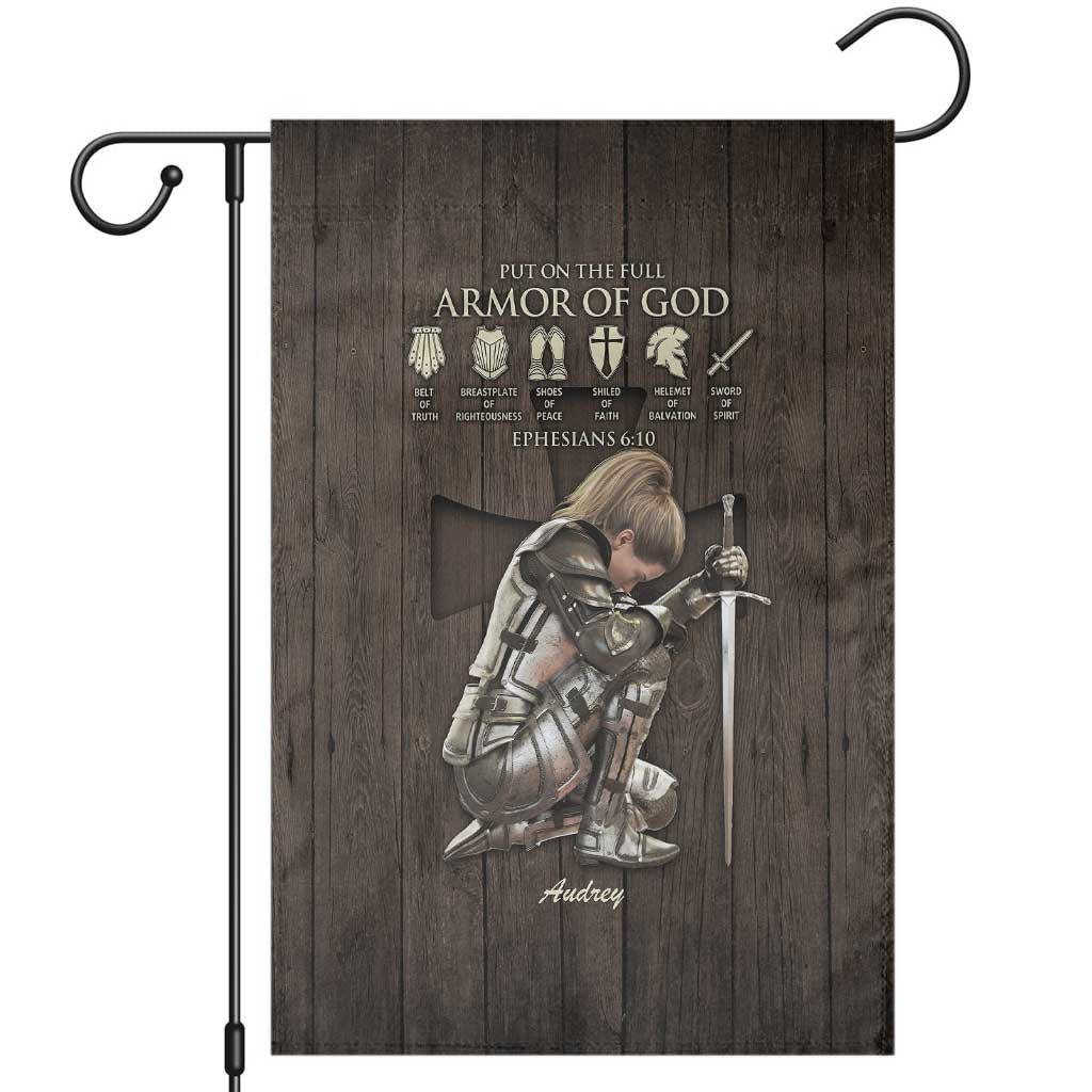 Personalized Armor of God Christian Wooden Style Garden Flag Ephesians 6:10 Scripture Faith Gift for Women TS02 Rusitc Oak Print Your Wear