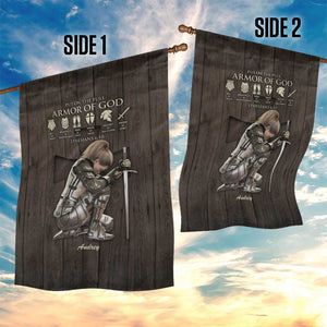 Personalized Armor of God Christian Wooden Style Garden Flag Ephesians 6:10 Scripture Faith Gift for Women TS02 Print Your Wear