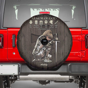 Personalized Armor of God Christian Wooden Style Spare Tire Cover Ephesians 6:10 Scripture Faith Gift for Women TS02 Rusitc Oak Print Your Wear