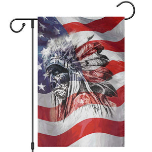 Patriotic Native American Chief Feather Headdress Garden Flag Indigenous Pride USA Flag Heritage Gift TS02 American Flag Print Your Wear