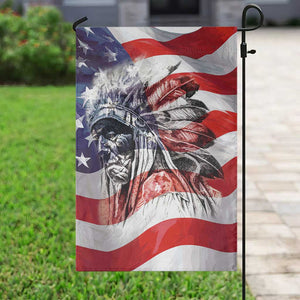 Patriotic Native American Chief Feather Headdress Garden Flag Indigenous Pride USA Flag Heritage Gift TS02 Print Your Wear