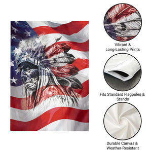 Patriotic Native American Chief Feather Headdress Garden Flag Indigenous Pride USA Flag Heritage Gift TS02 Print Your Wear