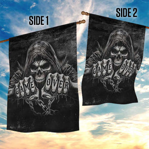 Grim Reaper Game Over Skeletal Fists Garden Flag Badass Gothic Biker Skull Dark Fantasy Offroad Decor TS02 Print Your Wear