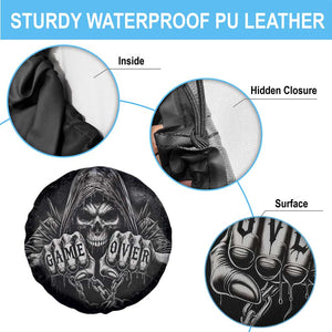 Grim Reaper Game Over Skeletal Fists Spare Tire Cover Badass Gothic Biker Skull Dark Fantasy Offroad Decor TS02 Print Your Wear