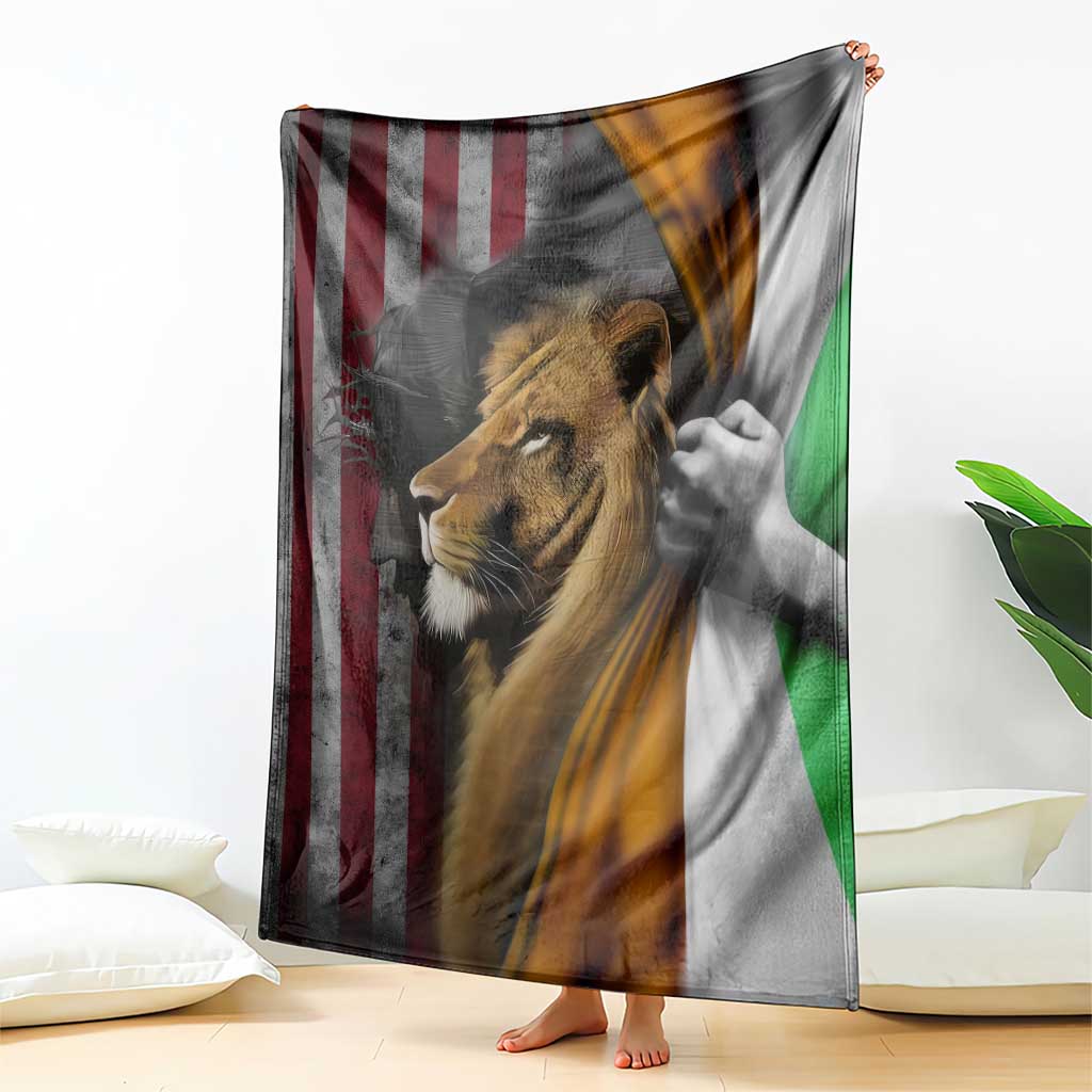 Irish American Heritage Lion of Judah Throw Blanket Patriotic Christian Jesus Crown of Thorns Faith Gift TS02 Print Your Wear