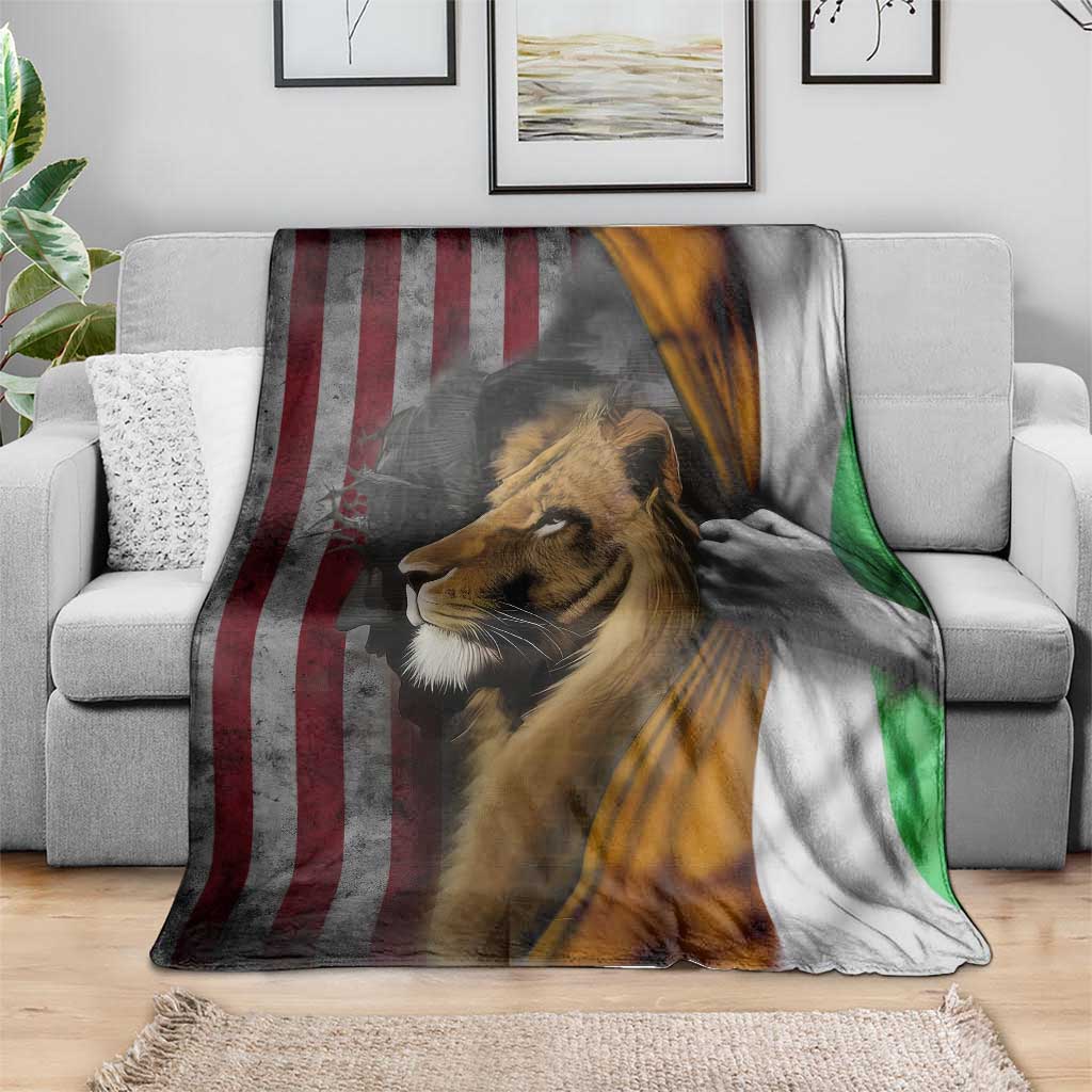 Irish American Heritage Lion of Judah Throw Blanket Patriotic Christian Jesus Crown of Thorns Faith Gift TS02 Print Your Wear