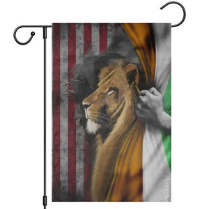 Irish American Heritage Lion of Judah Garden Flag Patriotic Christian Jesus Crown of Thorns Faith Gift TS02 Patriot Tricolor Print Your Wear
