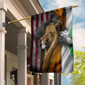 Irish American Heritage Lion of Judah Garden Flag Patriotic Christian Jesus Crown of Thorns Faith Gift TS02 Print Your Wear