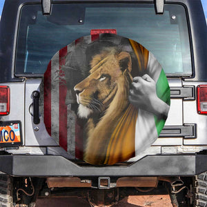 Irish American Heritage Lion of Judah Spare Tire Cover Patriotic Christian Jesus Crown of Thorns Faith Gift TS02 No hole Patriot Tricolor Print Your Wear