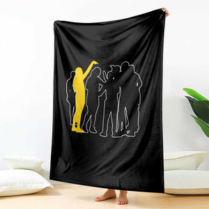 Viral Basketball Pointing Huddle Throw Blanket Funny Women Sports Culture Meme Yellow Silhouette Graphic TS02 Print Your Wear