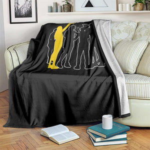 Viral Basketball Pointing Huddle Throw Blanket Funny Women Sports Culture Meme Yellow Silhouette Graphic TS02 Print Your Wear