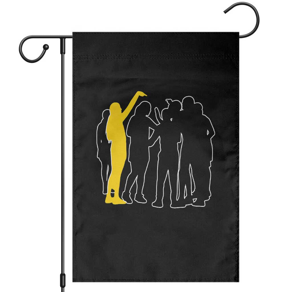 Viral Basketball Pointing Huddle Garden Flag Funny Women Sports Culture Meme Yellow Silhouette Graphic TS02 Black Print Your Wear