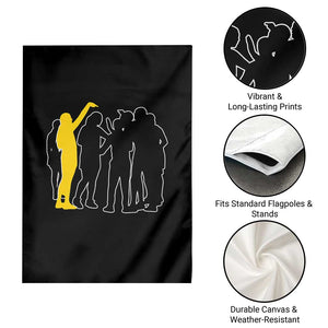 Viral Basketball Pointing Huddle Garden Flag Funny Women Sports Culture Meme Yellow Silhouette Graphic TS02 Print Your Wear