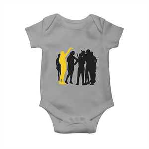 Viral Basketball Pointing Huddle Baby Onesie Funny Women Sports Culture Meme Yellow Silhouette Graphic TS02 Sport Gray Print Your Wear