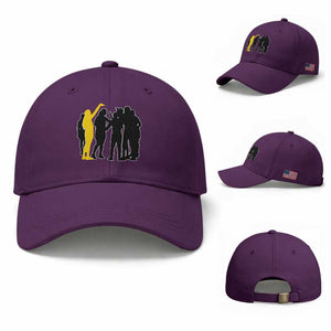 Viral Basketball Pointing Huddle Baseball Cap Funny Women Sports Culture Meme Yellow Silhouette Graphic TS02 Baseball Cap Universal Fit Purple Print Your Wear