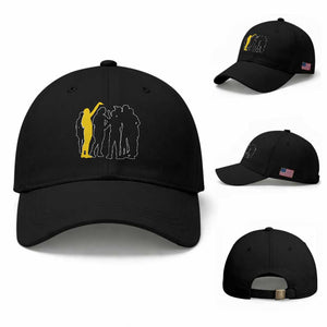 Viral Basketball Pointing Huddle Baseball Cap Funny Women Sports Culture Meme Yellow Silhouette Graphic TS02 Baseball Cap Universal Fit Black Print Your Wear