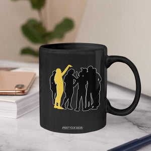 Viral Basketball Pointing Huddle Coffee Mug Funny Women Sports Culture Meme Yellow Silhouette Graphic TS02 Print Your Wear