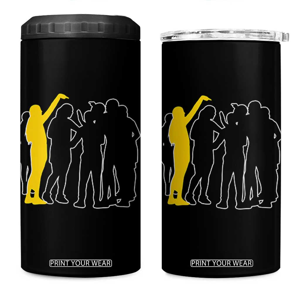 Viral Basketball Pointing Huddle 4 in 1 Can Cooler Tumbler Funny Women Sports Culture Meme Yellow Silhouette Graphic TS02 One Size: 16 oz Black Print Your Wear