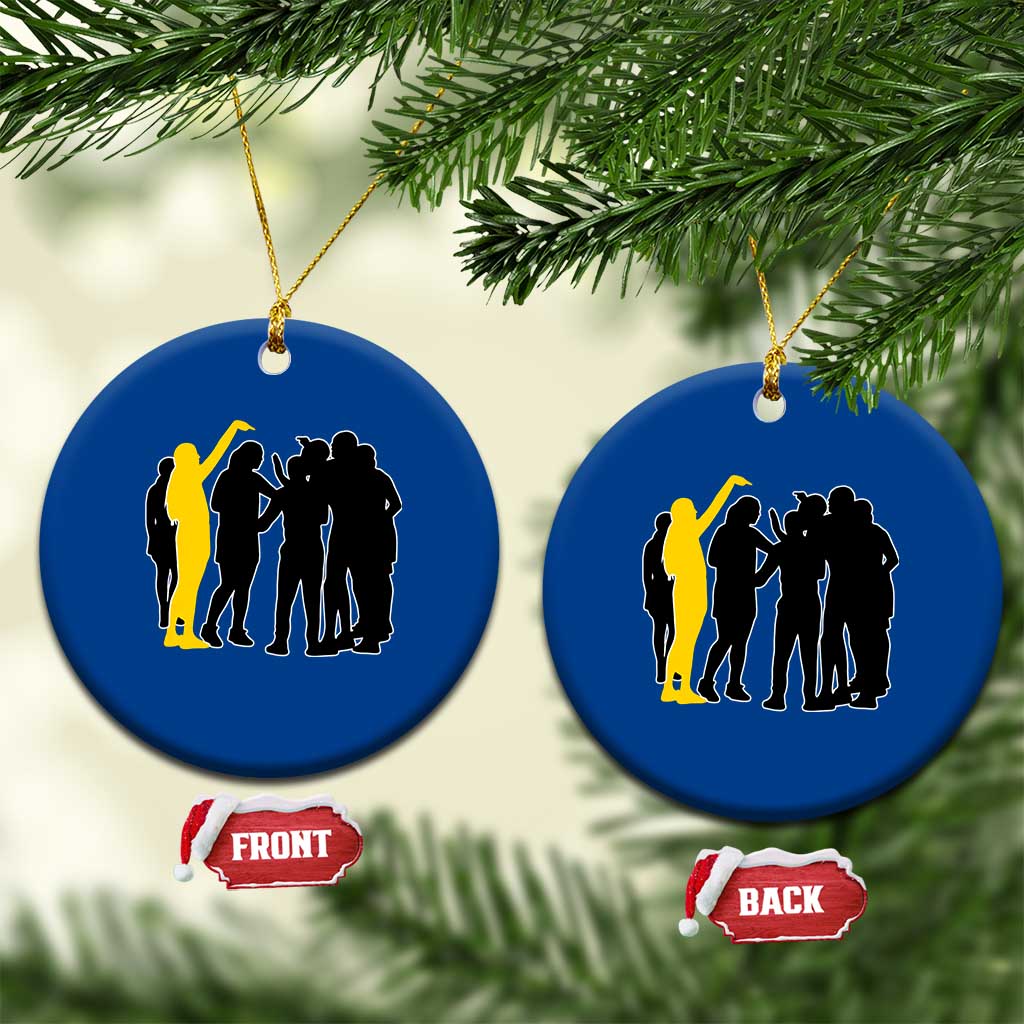 Viral Basketball Pointing Huddle Ceramic Ornament Funny Women Sports Culture Meme Yellow Silhouette Graphic TS02 1pc Blue Print Your Wear