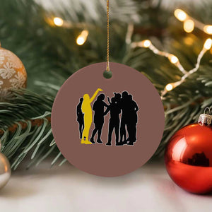 Viral Basketball Pointing Huddle Ceramic Ornament Funny Women Sports Culture Meme Yellow Silhouette Graphic TS02 1pc Mocha Print Your Wear