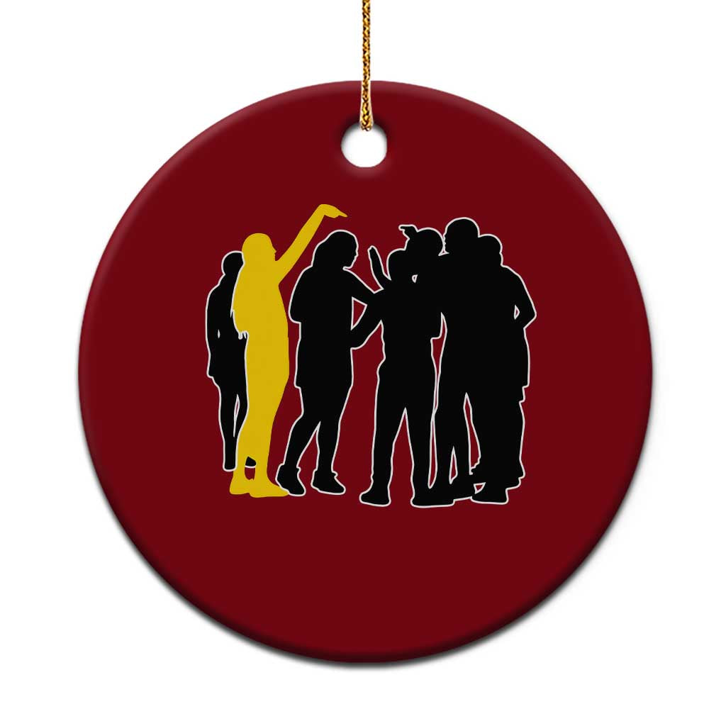 Viral Basketball Pointing Huddle Ceramic Ornament Funny Women Sports Culture Meme Yellow Silhouette Graphic TS02 1pc Red Print Your Wear