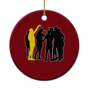 Viral Basketball Pointing Huddle Ceramic Ornament Funny Women Sports Culture Meme Yellow Silhouette Graphic TS02 1pc Red Print Your Wear
