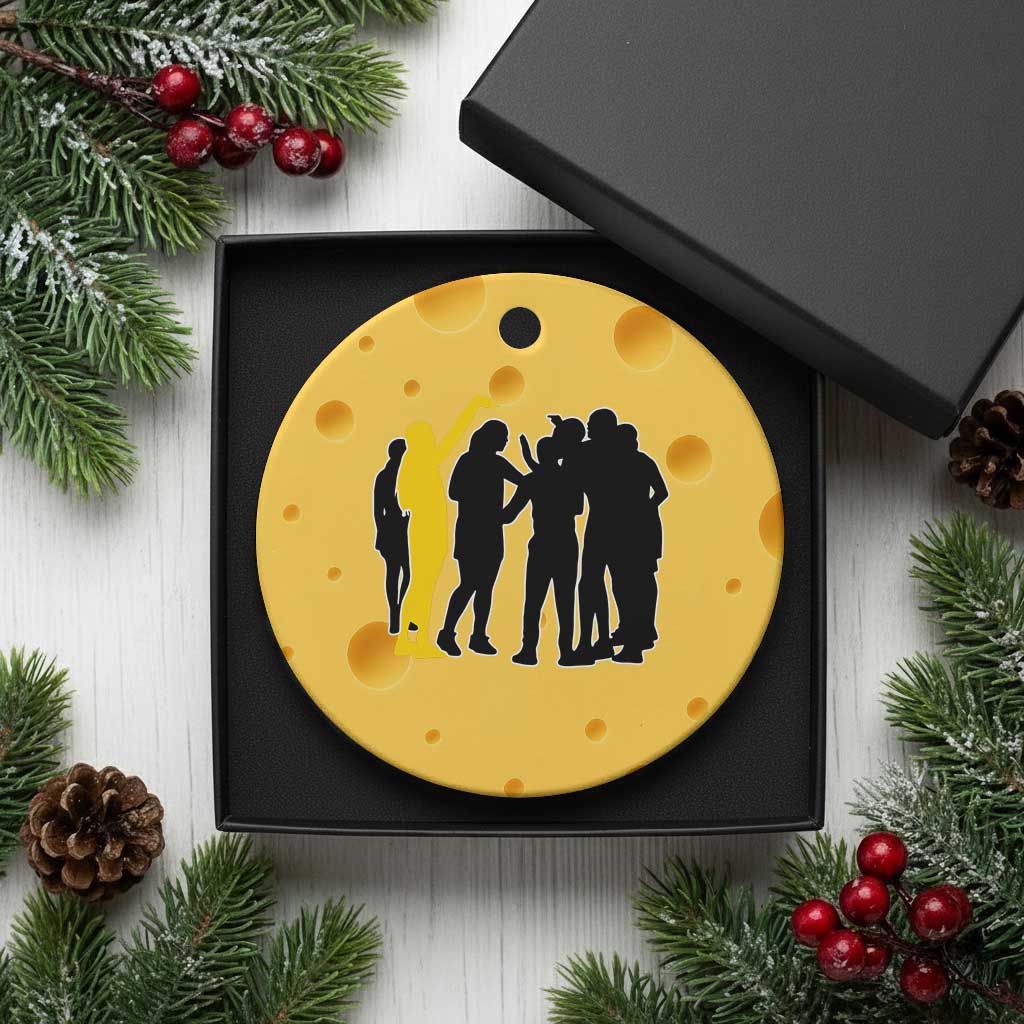 Viral Basketball Pointing Huddle Ceramic Ornament Funny Women Sports Culture Meme Yellow Silhouette Graphic TS02 1pc Yellow Cheese Print Your Wear